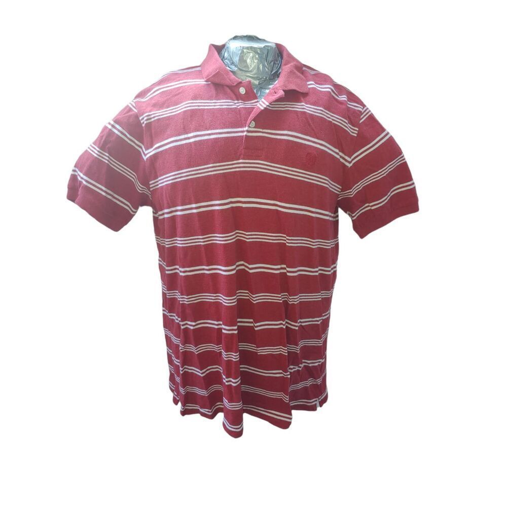 Chaps Men's Size Large Red/White Stripe Polo.